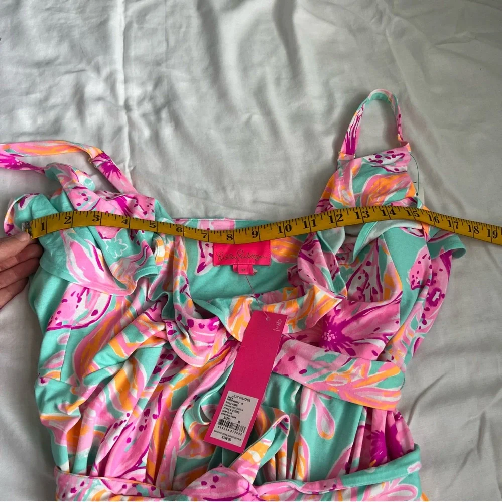Lilly Pulitzer Fontaine Wrap Dress Bonita Blooms Blue Pink NWT Medium - Picture 6 of 9